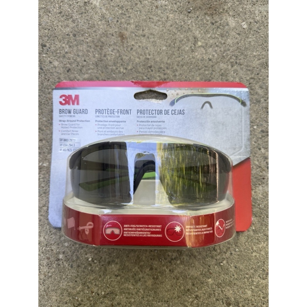 3M Anti-Fog Brow Guard Safety Glasses Gray Lens Black Frame 47101H1-DC